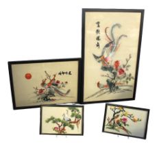 Collection of mid 20th century Chinese framed embroideries.