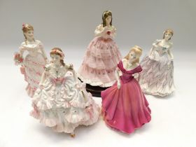 Royal Worcester: Three figurines to include ' Splendour at court', 'The last waltz', 'Royal