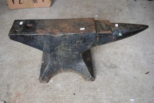 A large early 19th century solid cast-iron anvil, maker's mark to side