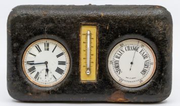 George Edwards and Sons early 20th century large pocket watch and barometer in travel case with