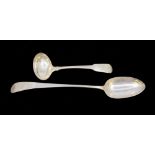A George III silver basting spoon, hallmarked by Hester Bateman, London, 1784. Approx. 30cm long.