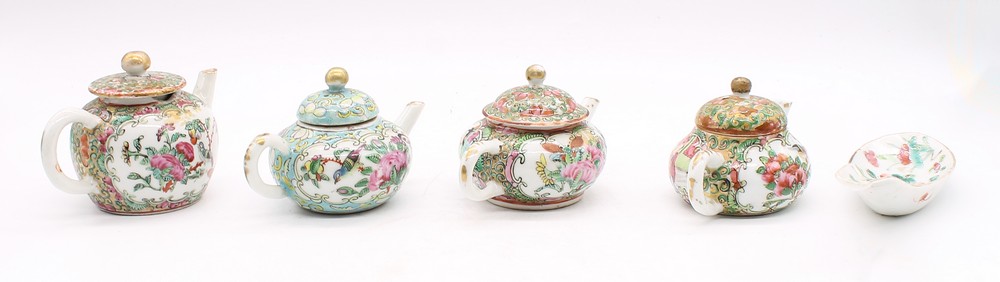 A collection of small Chinese export famille rose teapots, c.1870, with rose medallion detail, along - Bild 2 aus 5