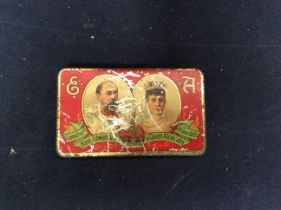 A commemorative chocolate tin for the Coronation of King Edward VII & Queen Alexandra, 26th June