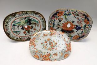 Three Masons Ironstone 19th century drainers, one with the Asiatic Pheasant pattern, Sizes: 35x26cm,