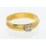 A diamond and 18ct gold dress ring, comprising a princess cut diamond, weighing approx 0.25ct,