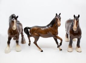 Three John Beswick brown horses.