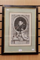 18th century etching of William Cecil, Lord Burleigh in frame