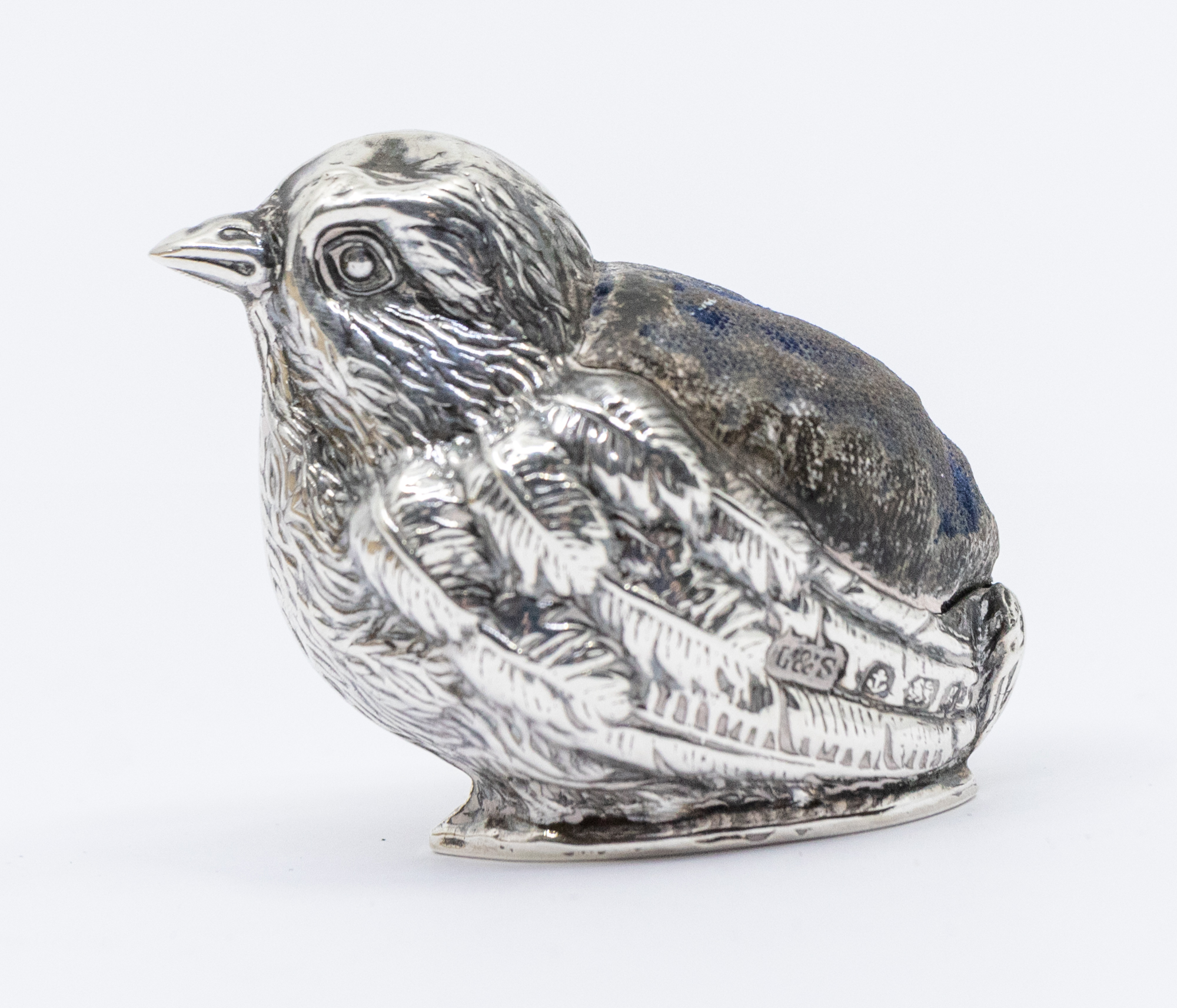 A small collection of silver to include; an Edwardian silver pin cushion in the form of a small - Image 2 of 2