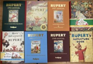 Rupert Annuals and books, collection including vintage and limited edition reproductions. Please