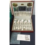 Viners of Sheffield - A cased six place silver plated canteen of cutlery, 44 piece, in fitted wooden