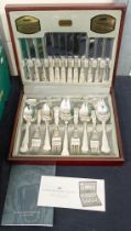 Viners of Sheffield - A cased six place silver plated canteen of cutlery, 44 piece, in fitted wooden