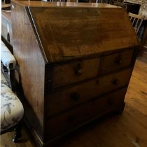 Oak Bureau - Old style Oak Bureau with drawers under, rustic country furniture style.