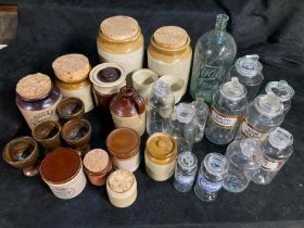 Collections of stone ware Jars and medical/pharmacy storage jars