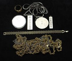 A collection of coins and costume jewellery. Comprising a 1993 proof fine silver dollar (in case but