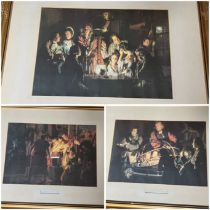 Collection of three prints by Joseph Wright experimental scenes 30cm x 60cm  (3)