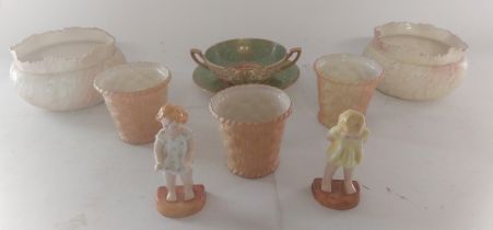 A collection of Royal Worcester and Grangers Worcester  items to include blush ivory baskets and