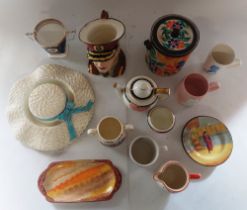 A mixed collection of Deco and mid 20th Century ceramics to include Commemorative mugs Royal Doulton