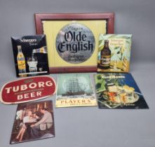 Various advertising Signs and an advertising mirror for Gaymers Olde English Strong Cyder to