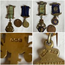 Silver and enamel  Lodge medals Hallmarked , one presented by the Levett Lodge in 1929. second for