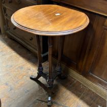 Two small occasional tables one octagonal and a small wine/lamp table plus a mahogany coloured