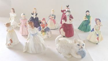 A collection of small Royal Doulton 20th C Figurines to include Monica , Best Wishes ,Barbie various
