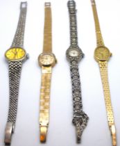 Four watches. Includes two 9ct Gold watches and two Sterling Silver watches.  9ct Gold Ladies Roamer