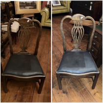 2 high backed chairs with black vinyl/leather seats