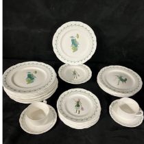 Savoy Hotel dinner ware. Royal Worcester Gilbert and Sullivan themed plates. 8 Gondoliers Side