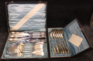 Russian and German silver spoons  and plated Knives and forks