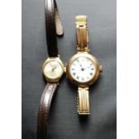 Two 9ct Gold Ladies mechanical watches. Consists of: 1.) 9ct Gold Ladies Mechanical Watch with 9ct