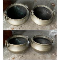 Pair of loop handled brass pots 22 x 13 aprox
