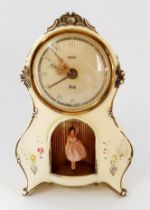 A German Vintage Peter Junghams musical dancing ballerina mantle alarm clock, made of bakerlite, The