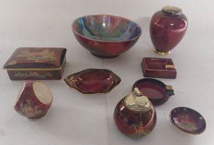 A Collection of Carltonware Rouge Royal and similar lusterware, factories to include Wilkinson,