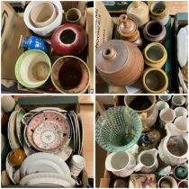 Five boxes of glass ware and ceramics including Denby, Portmerrion and stone ware.damage to items