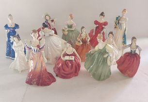 A collection of  Royal Doulton and Francesca  bone china figurines, 3 of which have some damage as