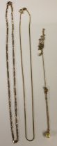 Joblot of 9ct Gold chains. The lot contains three chains; a figaro chain, a fine chain and a fine