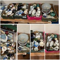 Five boxes of assorted ceramics including Midwinter,Sylvac, Denby,  cups jugs, dishes plates, some