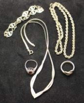 Sterling Silver Jewellery joblot.  Consists of silver rope twist chain, silver chain (damaged),