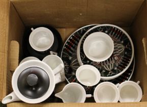 A Portmerion pottery "Magic City" coffee service for six designed by Susan Williams Ellis, printed