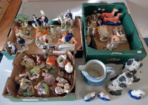 A Collection of Staffordshire, 6 of which date to  C1860 but most are reproductions , there are