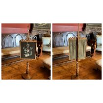 Victorian adjustable  Fire Screen Decorated with a hooked branch of three pears satinwood