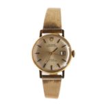 Tudor- a ladies gold plated Tudor Princess wristwatch, comprising a round signed champagne dial with