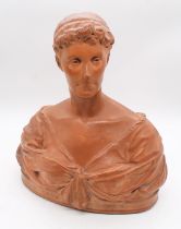 A late 19th century terracotta bust of a lady, titled Lucy and dated 1893, possibly Lucy Drury-Lowe,