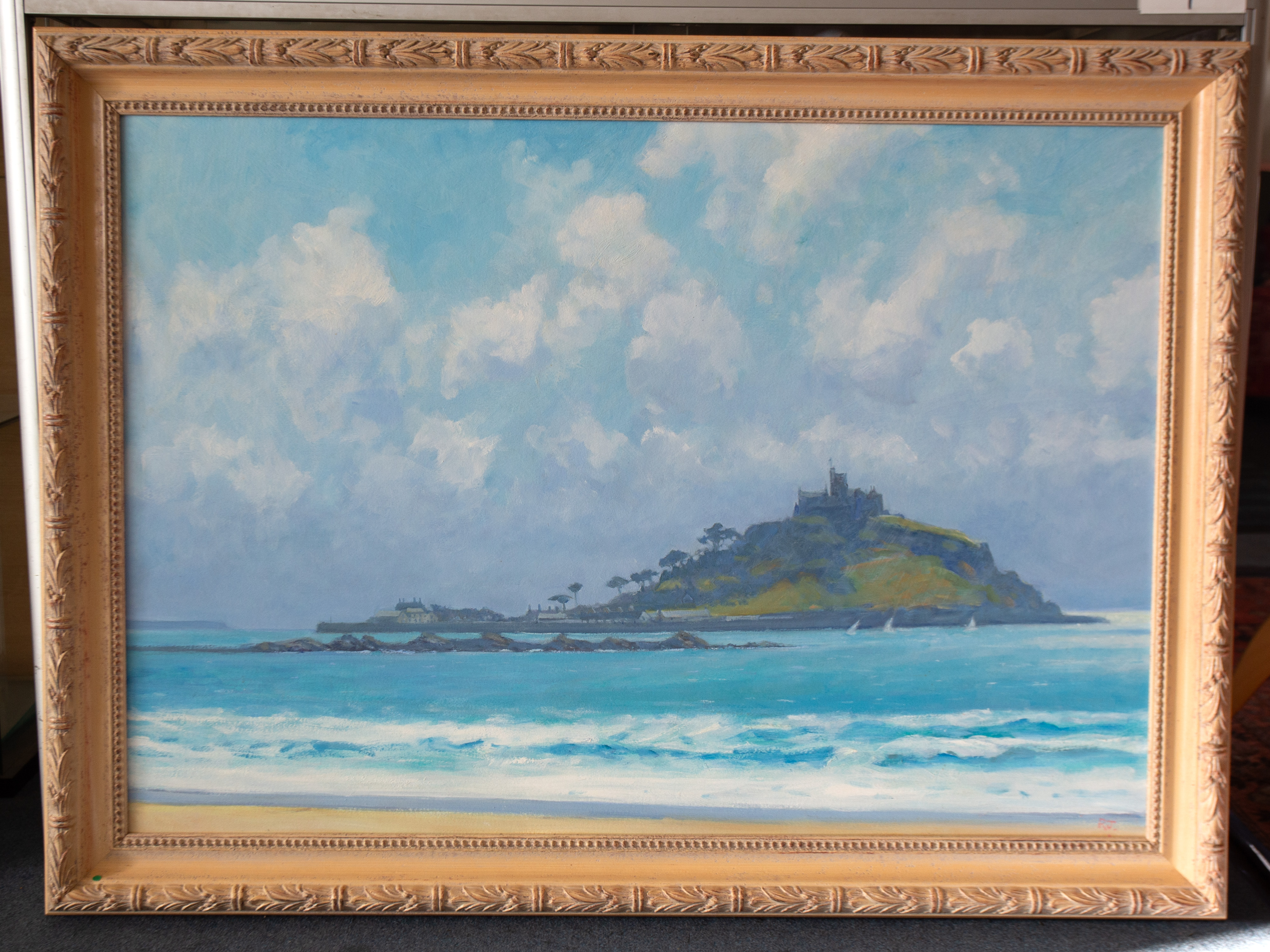 English School (20th Century) St Michael's Mount oil on board, 67.5 x 97.5cm, framed - Bild 3 aus 4