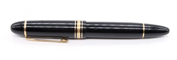 A Mont Blanc Meisterstuck fountain pen and cover, model number 4810, 18ct gold nib, the nib