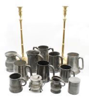 A collection of mixed 19th and early 20th century pewter tankards and mugs to include; a Victorian