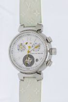 Louis Vuitton- a ladies steel cased 'Tambour Lovely Cup' quartz wristwatch, comprising a mother of