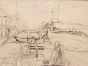 Peggy Somerville (1918-1975) The Aldeburgh Lifeboat charcoal, 37 x 50cm atelier stamp lower left,