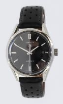 Tag Heuer- a gentleman's Carrera automatic steel cased wristwatch, comprising a signed black dial