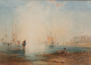 Anthony Vandyke Copley Fielding RWS. POWS (1797-1855) Fishing scene - bringing in the catch